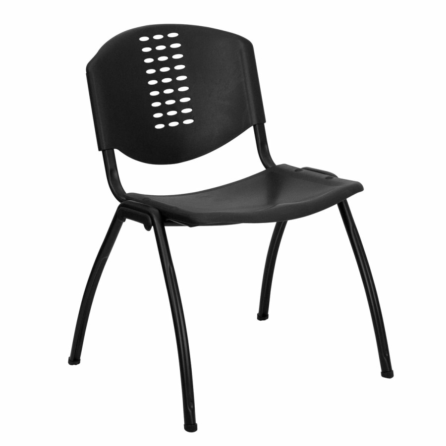 Office & Reception FLASH Reception Stack Chairs | Hercules Series 880 Lb. Capacity Plastic Stack Chair With Oval Cutout Back