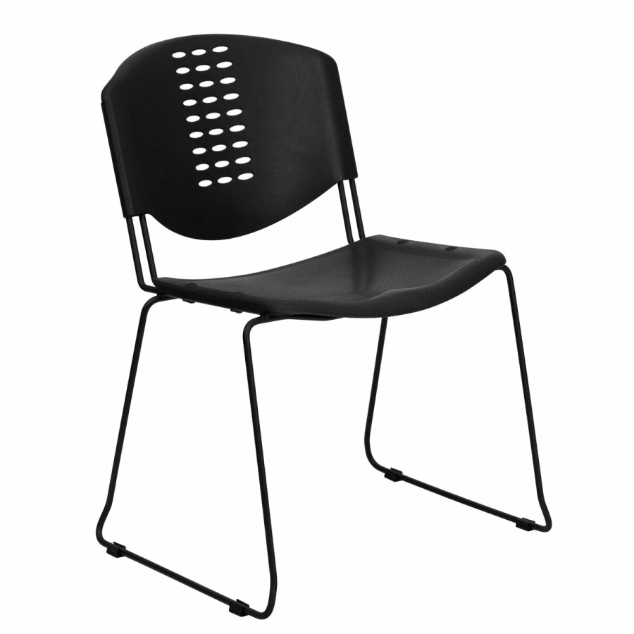 Office & Reception FLASH Reception Stack Chairs | Hercules Series 400 Lb. Capacity Plastic Stack Chair With Black Frame