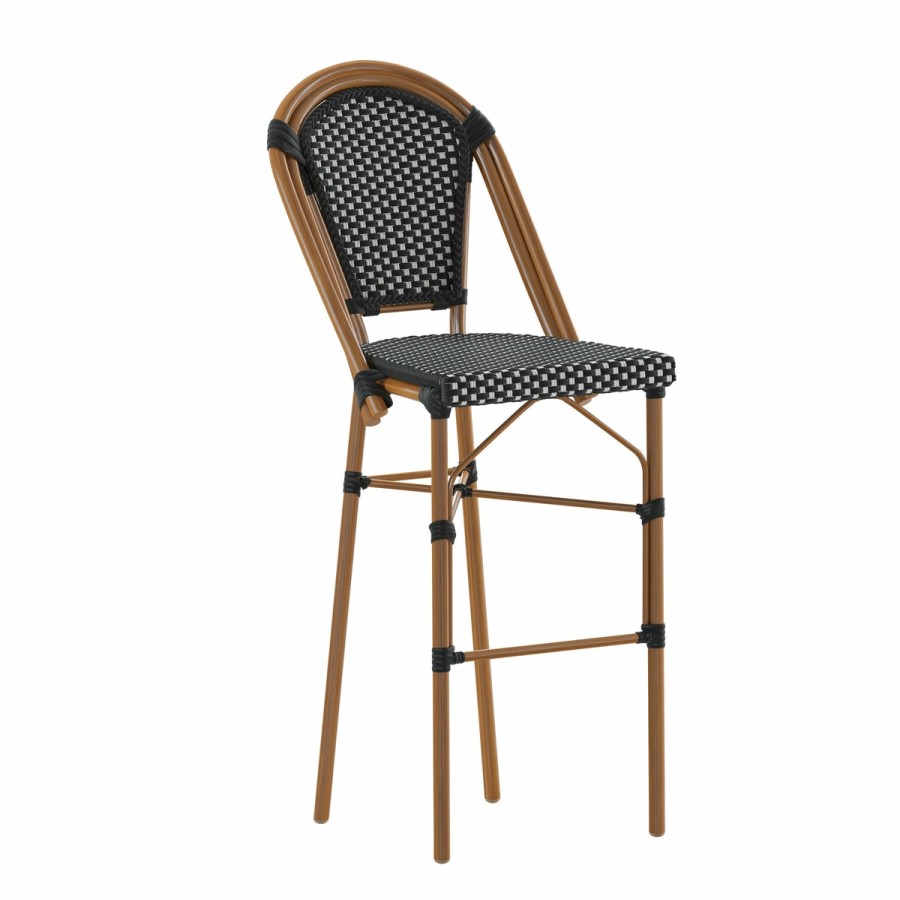 More FLASH | Bordeaux Commercial Grade Stackable Indoor/Outdoor French Bistro 30" High Bar Height Stool