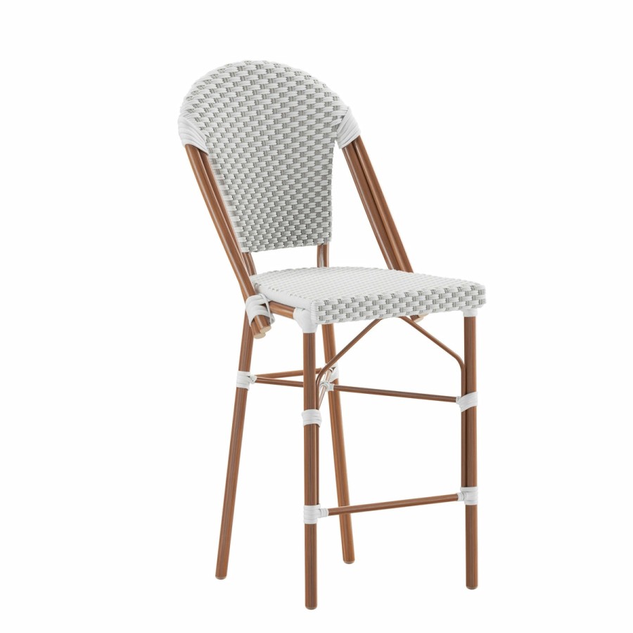 More FLASH | Lourdes Commercial Grade Stackable Indoor/Outdoor French Bistro 26" High Counter Height Stool