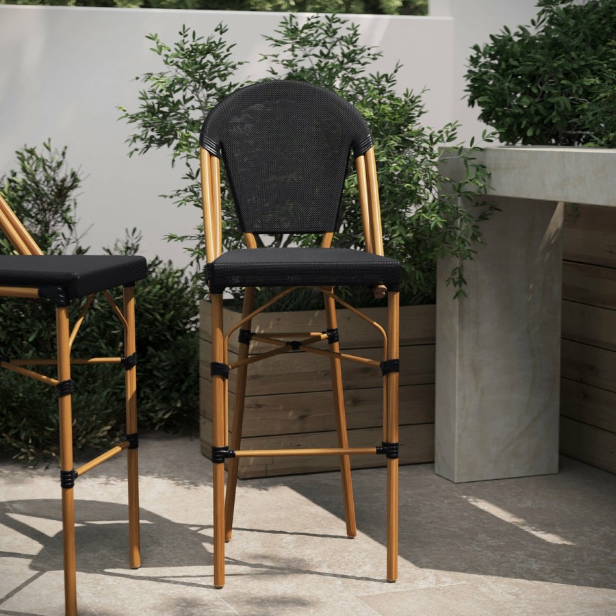 More FLASH | Marseille Stackable Indoor/Outdoor French Bistro 30" High Barstool, Commercial Grade