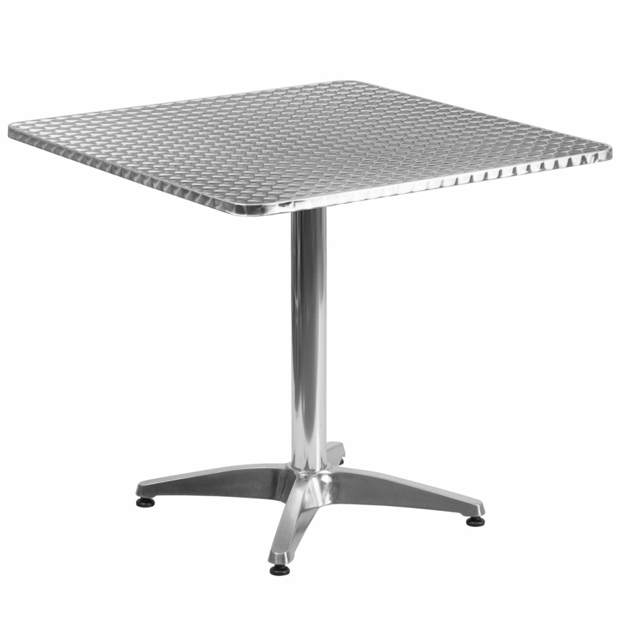 More FLASH | Mellie 31.5'' Square Aluminum Indoor-Outdoor Table With Base