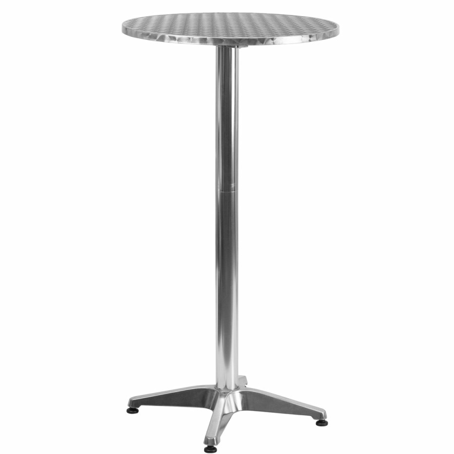 More FLASH | 23.25" Round Aluminum Indoor-Outdoor Bar Height Table With Flip-Up Table