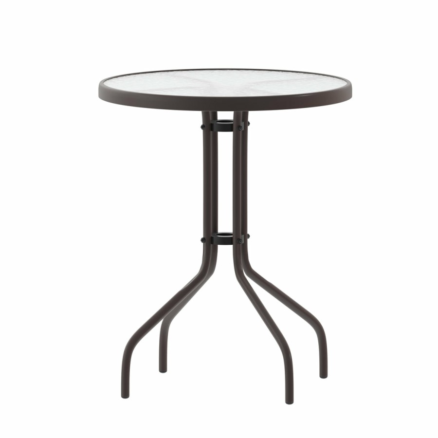 More FLASH | Bellamy 23.75'' Round Tempered Glass Metal Table