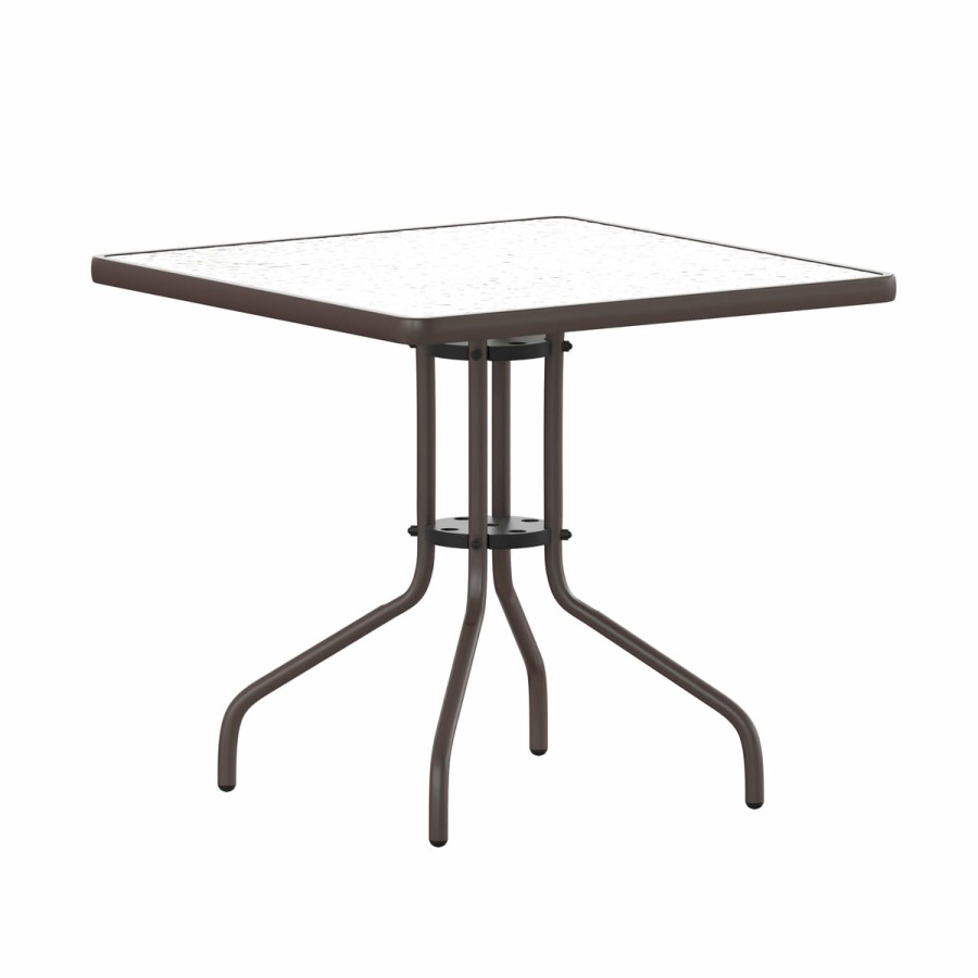 More FLASH | Barker 31.5'' Square Tempered Glass Metal Table