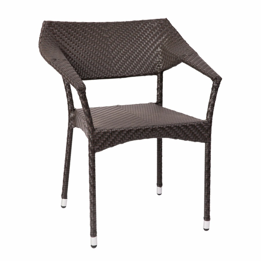 More FLASH | Jace Commercial Grade Stacking Patio Chair, All Weather Pe Rattan Wicker Patio Dining Chair