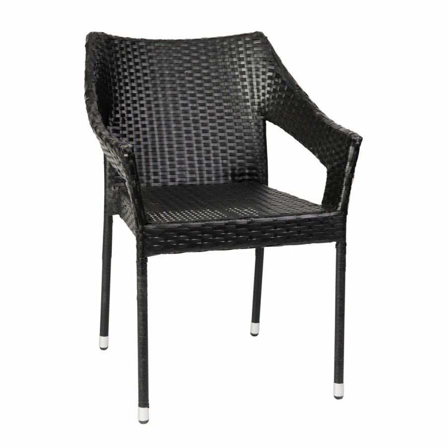 More FLASH | Ethan Commercial Grade Stacking Patio Chair, All Weather Pe Rattan Wicker Patio Dining Chair