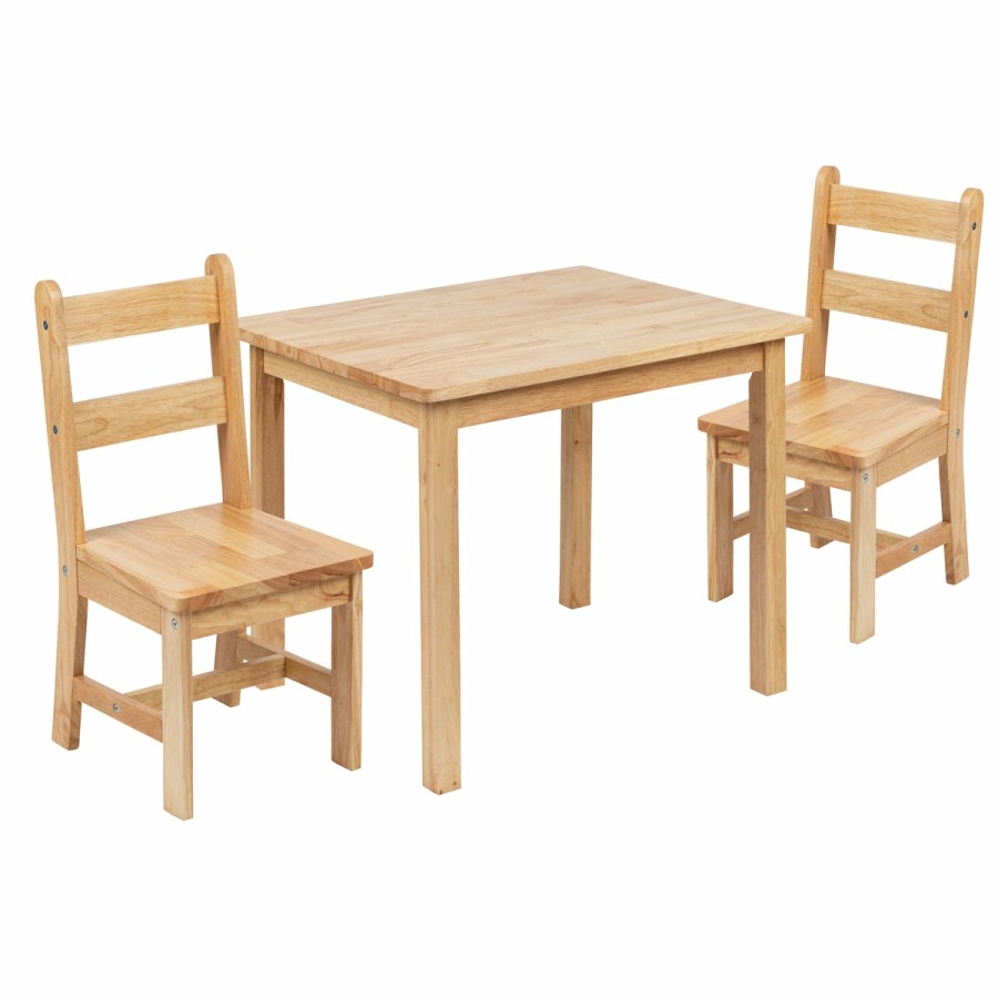 Classroom FLASH Activity Sets | Kids Solid Hardwood Table And Chair Set For Playroom, Bedroom, Kitchen - 3 Piece Set