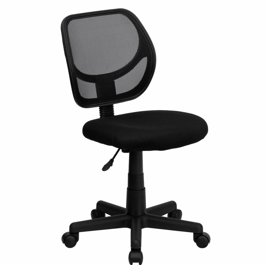 Office & Reception FLASH Task Office Chairs | Low Back Mesh Swivel Task Office Chair With Curved Square Back