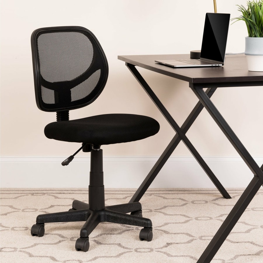 Office & Reception FLASH Task Office Chairs | Low Back Mesh Swivel Task Office Chair With Curved Square Back