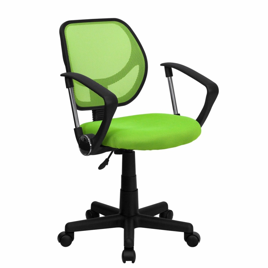 Office & Reception FLASH Task Office Chairs | Low Back Mesh Swivel Task Office Chair With Curved Square Back And Arms