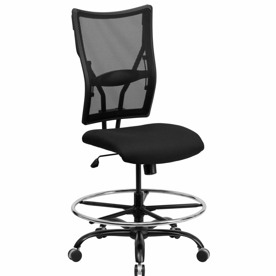 Office & Reception FLASH Drafting Stools | Hercules Series 400 Lb. Capacity Big & Tall Mesh Ergonomic Drafting Chair