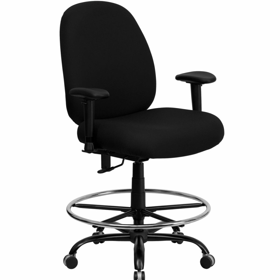 Office & Reception FLASH Drafting Stools | Hercules Series Big & Tall 400 Lb. Rated Fabric Ergonomic Drafting Chair With Adjustable Back Height And Arms