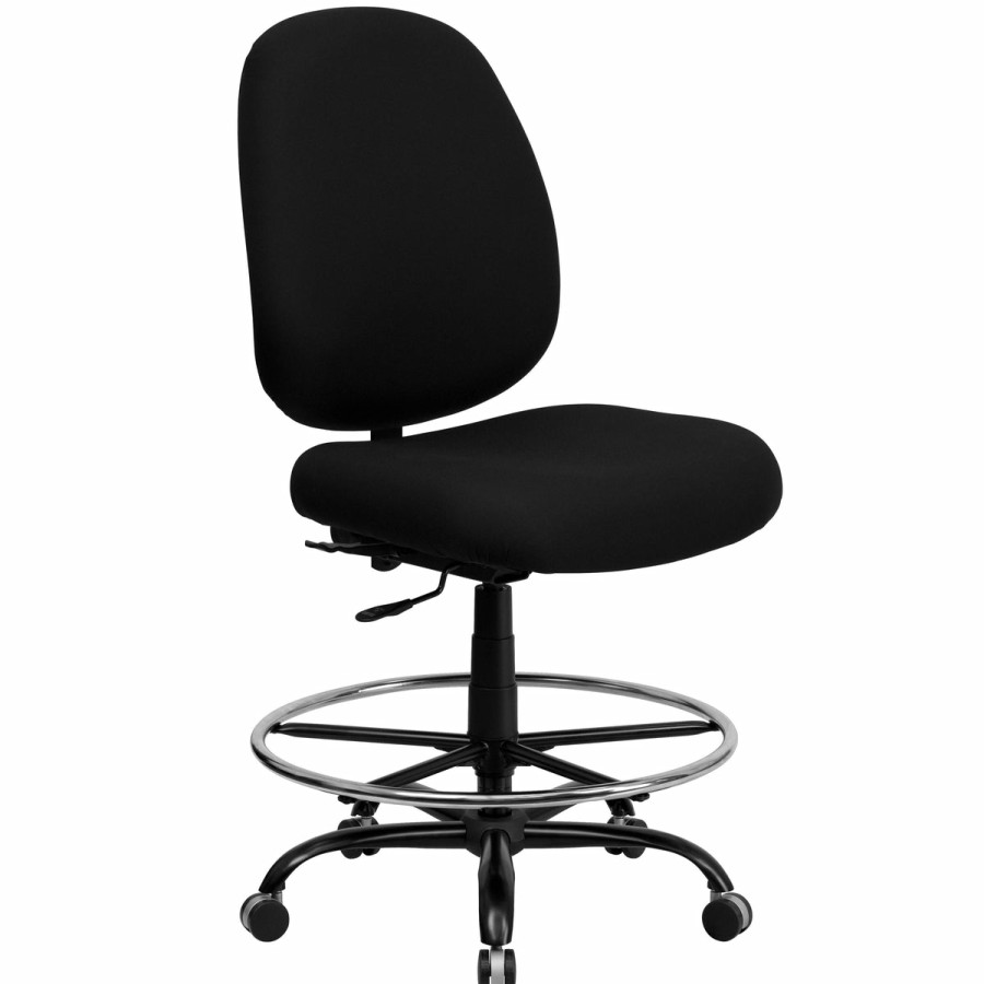 Office & Reception FLASH Drafting Stools | Hercules Series Big & Tall 400 Lb. Rated Fabric Ergonomic Drafting Chair With Adjustable Back Height