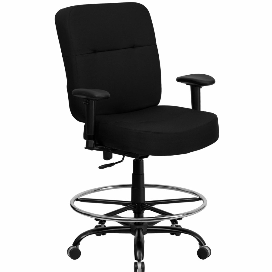 Office & Reception FLASH Drafting Stools | Hercules Series Big & Tall 400 Lb. Rated Ergonomic Drafting Chair With Rectangular Back And Adjustable Arms