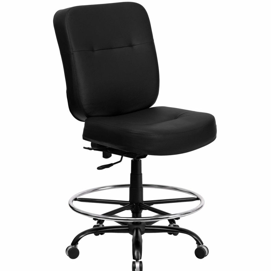 Office & Reception FLASH Drafting Stools | Hercules Series Big & Tall 400 Lb. Rated Ergonomic Drafting Chair With Rectangular Back