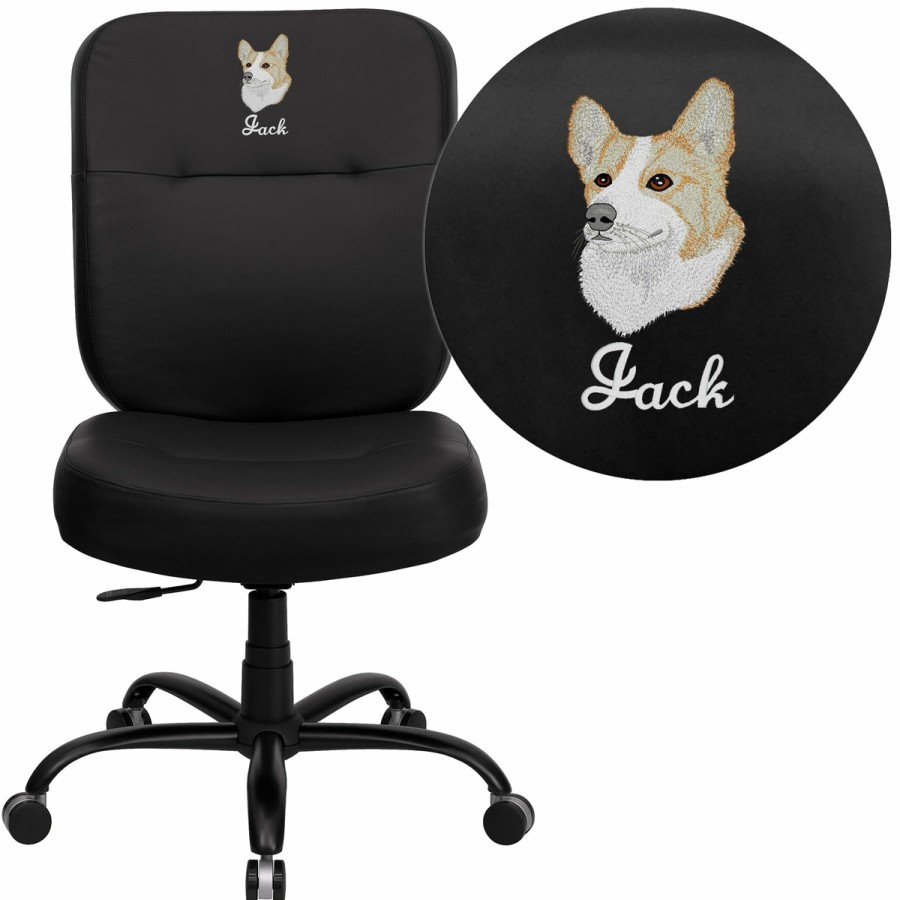 Office & Reception FLASH Personalized Office Chairs | Embroidered Hercules Series Big & Tall 400 Lb. Rated Executive Swivel Ergonomic Office Chair With Rectangular Back