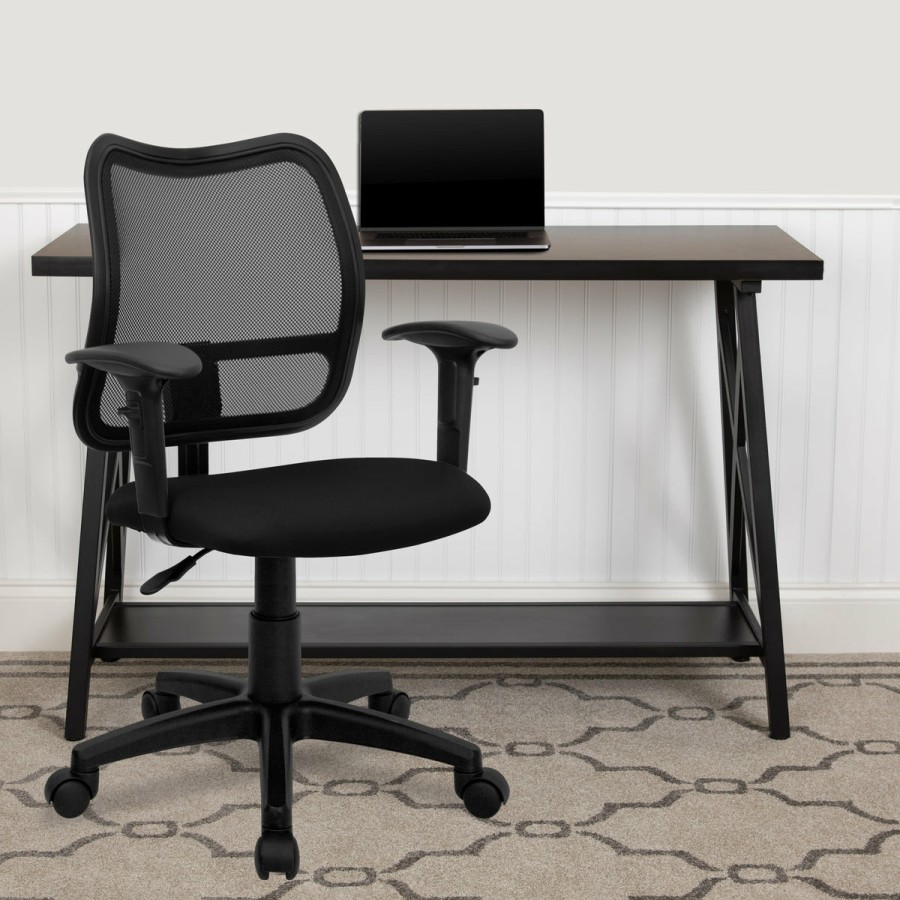 Office & Reception FLASH Task Office Chairs | Mid-Back Mesh Swivel Task Office Chair With Adjustable Arms