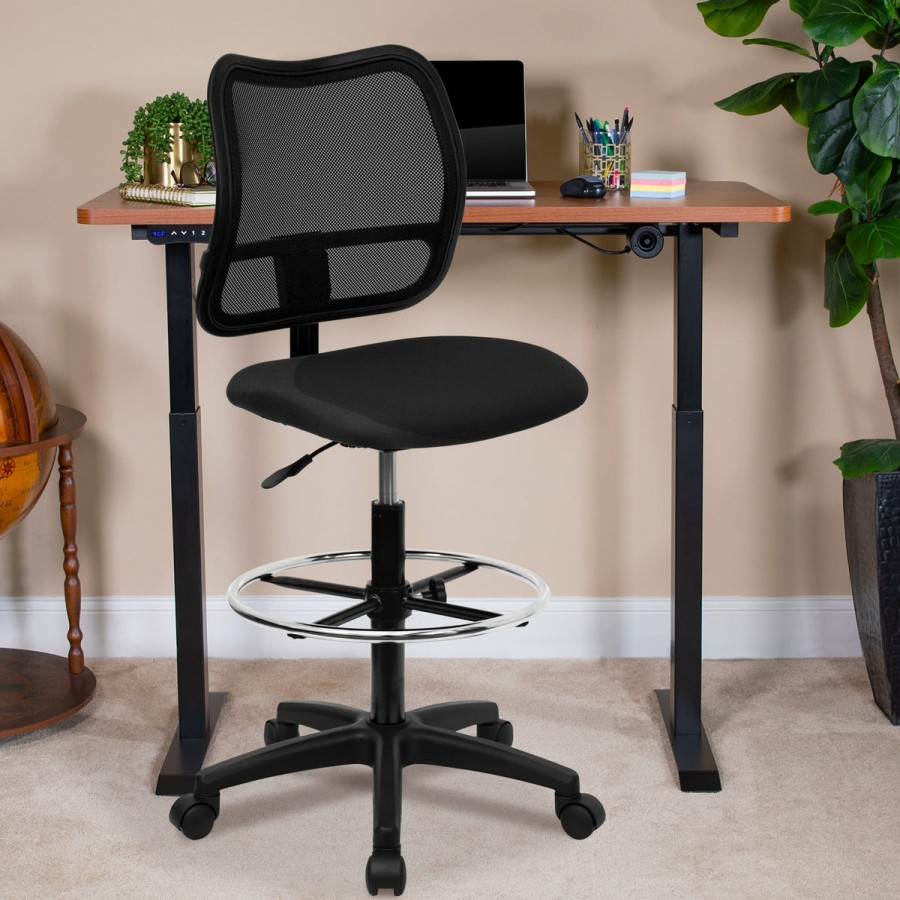 Office & Reception FLASH Drafting Stools | Mid-Back Mesh Drafting Chair