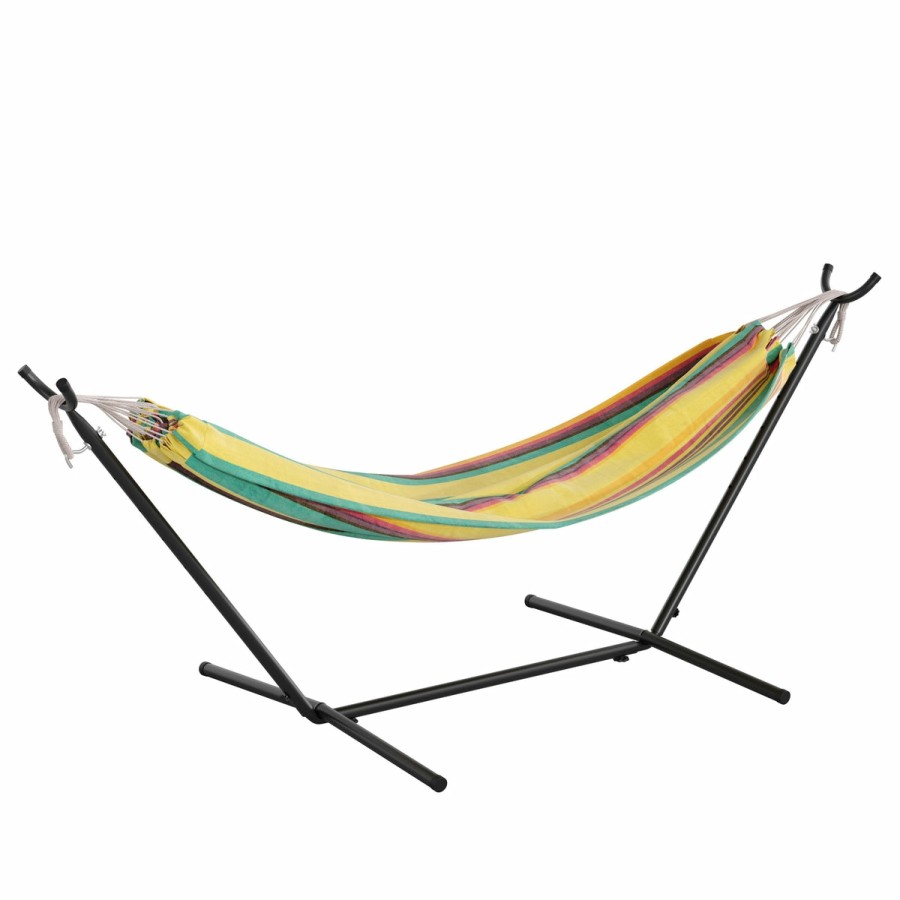 More FLASH | Lola 2 Person Hammock With Stand And Premium Carry Bag, Cotton Hammock With Space Saving Steel Stand, 450 Lbs. Static Weight Capacity