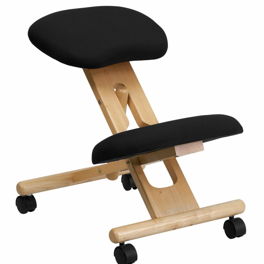 Office & Reception FLASH Task Office Chairs | Mobile Wooden Ergonomic Kneeling Office Chair