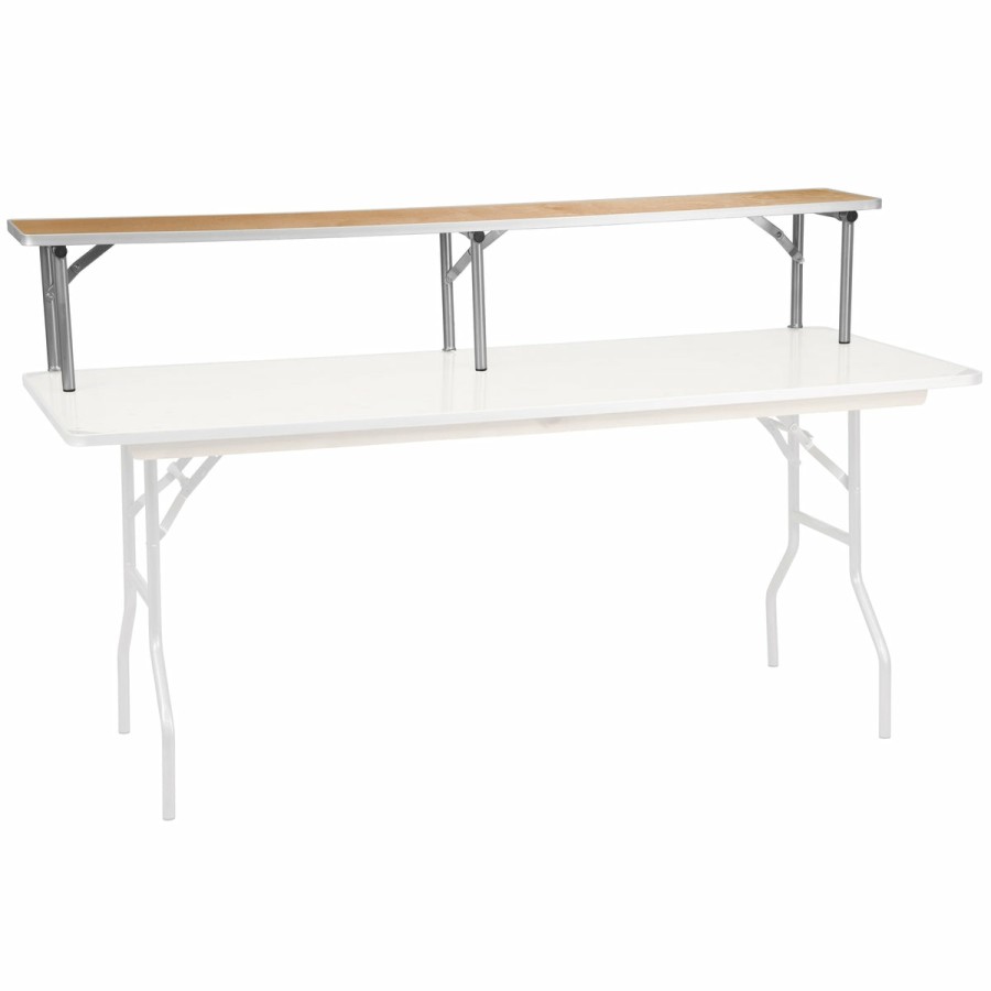 Folding & Event FLASH Wood Folding Tables | 72'' X 12'' X 12'' Birchwood Bar Top Riser With Silver Legs