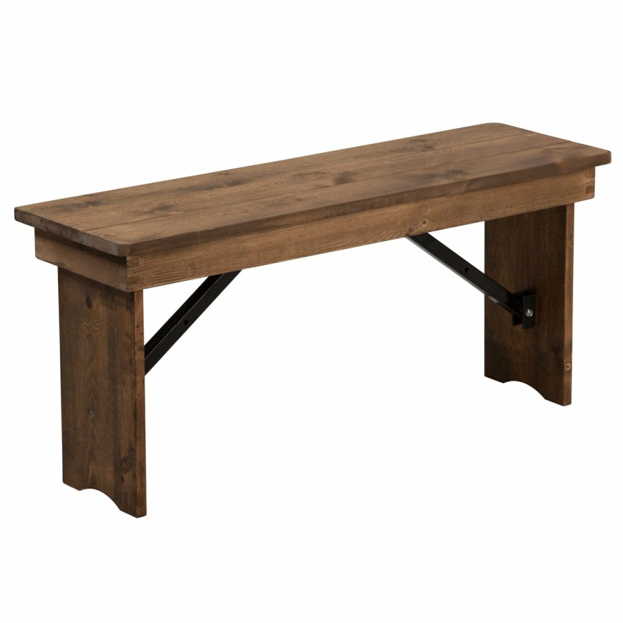 Folding & Event FLASH Folding Benches | Hercules Series 40" X 12" Solid Pine Folding Farm Bench