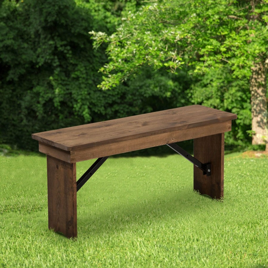 Folding & Event FLASH Folding Benches | Hercules Series 40" X 12" Solid Pine Folding Farm Bench