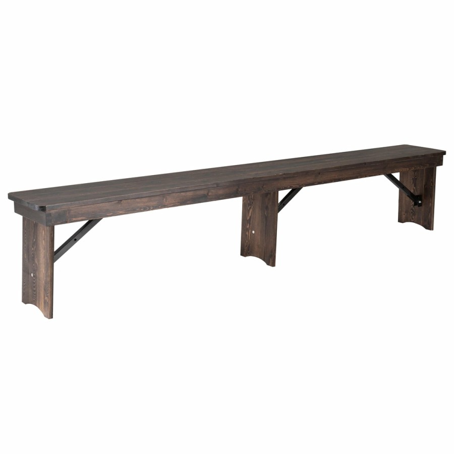 Folding & Event FLASH Folding Benches | Hercules Series 8' X 12'' Solid Pine Folding Farm Bench With 3 Legs