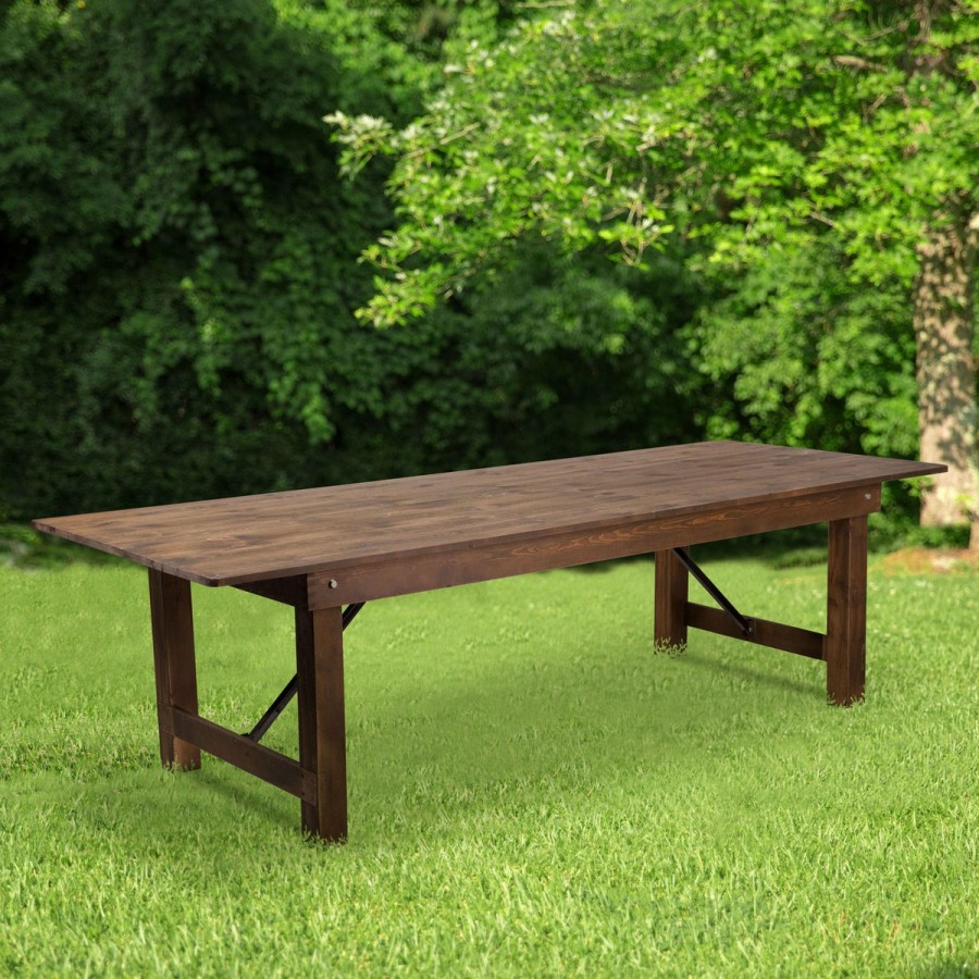 Folding & Event FLASH Folding Farm Tables | Hercules Series 9' X 40" Rectangular Solid Pine Folding Farm Table