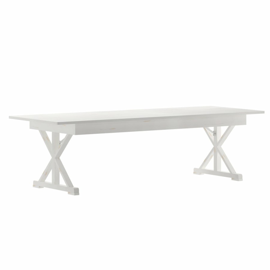 Folding & Event FLASH Folding Farm Tables | Hercules 9' X 40" Rectangular Solid Pine Folding Farm Table With X Legs