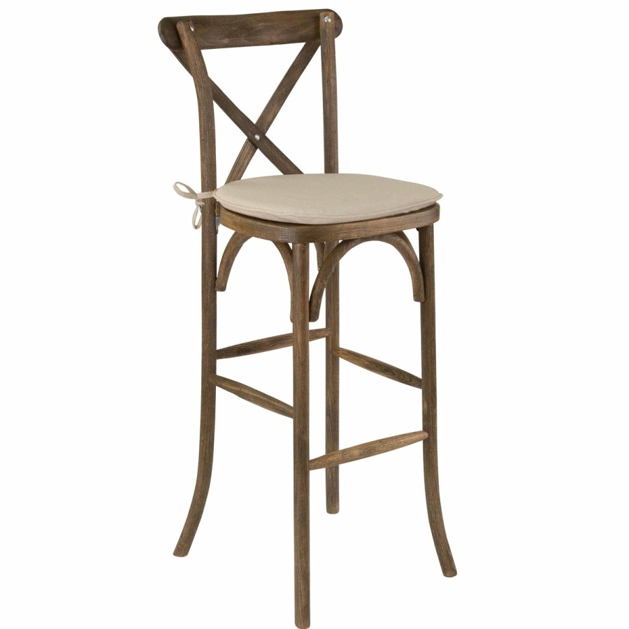 Folding & Event FLASH Cross Back Chairs | Hercules Series Wood Cross Back Barstool With Cushion