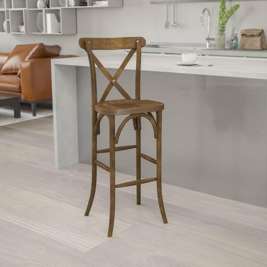 Folding & Event FLASH Cross Back Chairs | Hercules Series Wood Cross Back Barstool