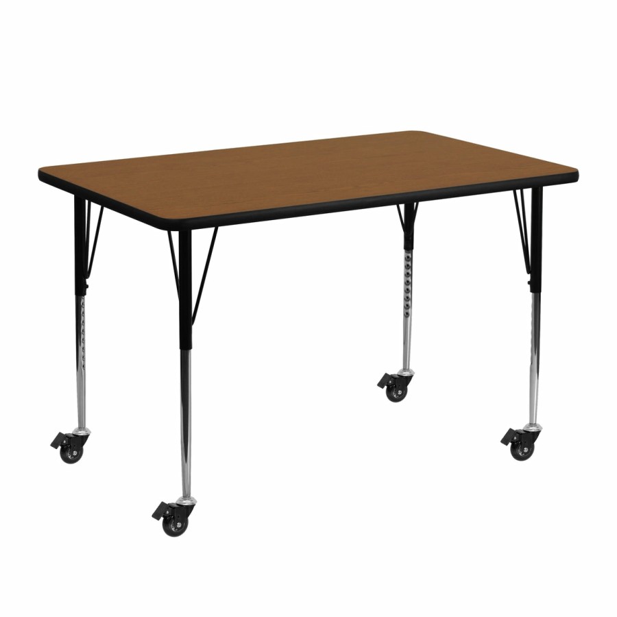 Classroom FLASH Rectangular Tables | Mobile 24''W X 48''L Rectangular Hp Laminate Activity Table - Standard Height Adjustable Legs