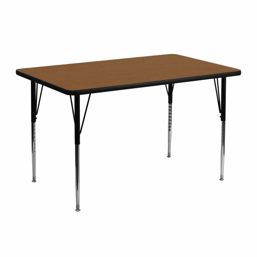 Classroom FLASH Rectangular Tables | 24''W X 48''L Rectangular Hp Laminate Activity Table - Standard Height Adjustable Legs