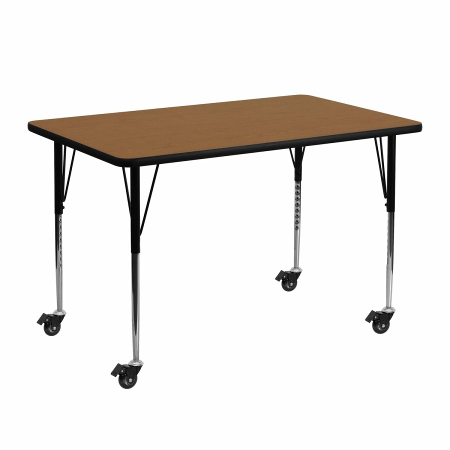 Classroom FLASH Rectangular Tables | Mobile 24''W X 48''L Rectangular Thermal Laminate Activity Table - Standard Height Adjustable Legs