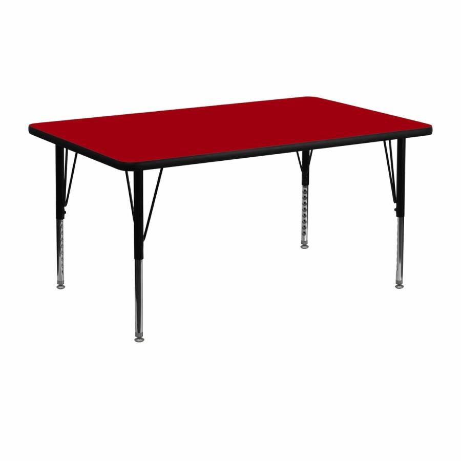 Classroom FLASH Rectangular Tables | 24''W X 48''L Rectangular Thermal Laminate Activity Table - Height Adjustable Short Legs