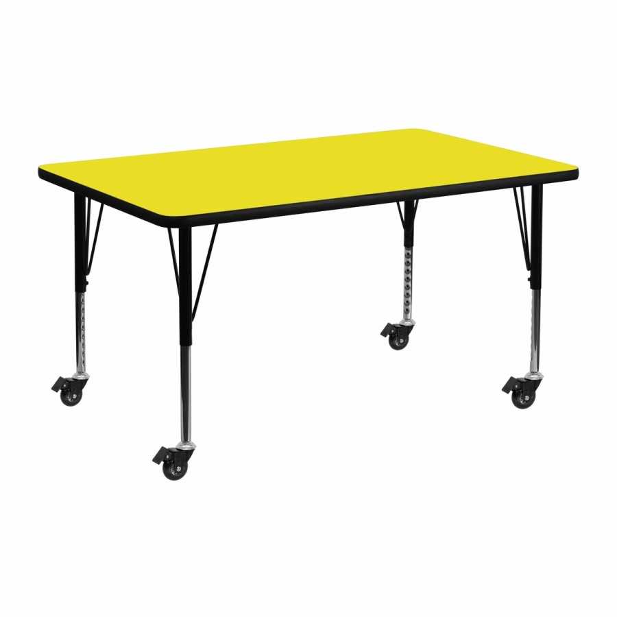 Classroom FLASH Rectangular Tables | Mobile 24''W X 48''L Rectangular Hp Laminate Activity Table - Height Adjustable Short Legs