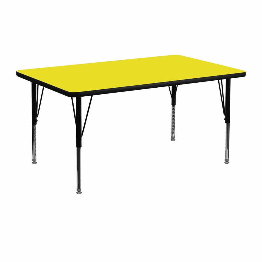 Classroom FLASH Rectangular Tables | 24''W X 48''L Rectangular Hp Laminate Activity Table - Height Adjustable Short Legs