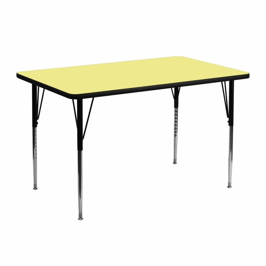 Classroom FLASH Rectangular Tables | 24''W X 48''L Rectangular Thermal Laminate Activity Table - Standard Height Adjustable Legs