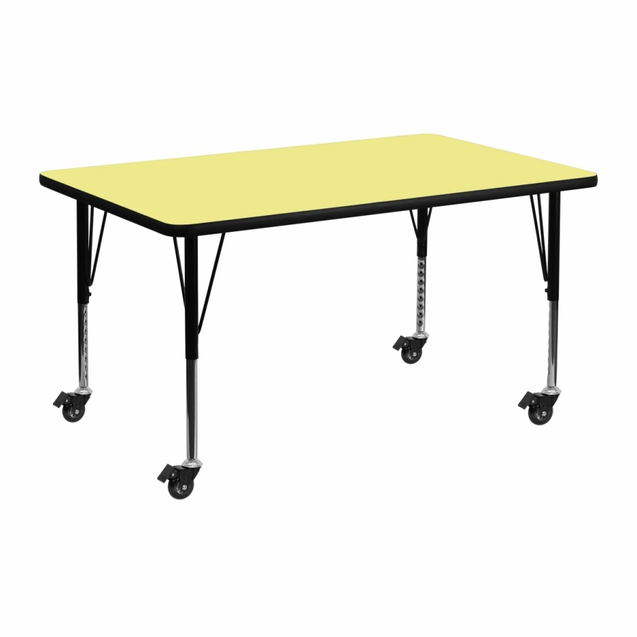 Classroom FLASH Rectangular Tables | Mobile 24''W X 48''L Rectangular Thermal Laminate Activity Table - Height Adjustable Short Legs