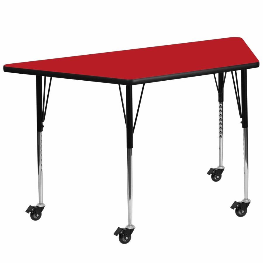 Classroom FLASH Trapezoid Tables | Mobile 22.5''W X 45''L Trapezoid Hp Laminate Activity Table - Standard Height Adjustable Legs