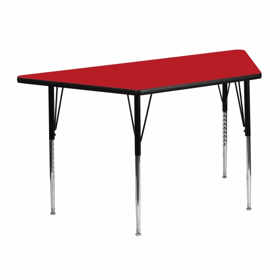 Classroom FLASH Trapezoid Tables | 22.5''W X 45''L Trapezoid Hp Laminate Activity Table - Standard Height Adjustable Legs