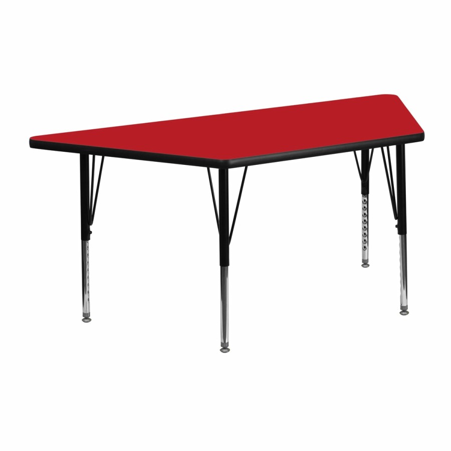 Classroom FLASH Trapezoid Tables | 22.5''W X 45''L Trapezoid Hp Laminate Activity Table - Height Adjustable Short Legs