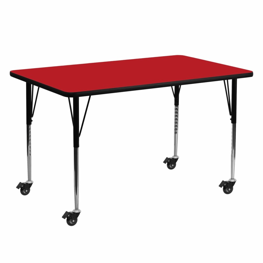 Classroom FLASH Rectangular Tables | Mobile 24''W X 60''L Rectangular Hp Laminate Activity Table - Standard Height Adjustable Legs