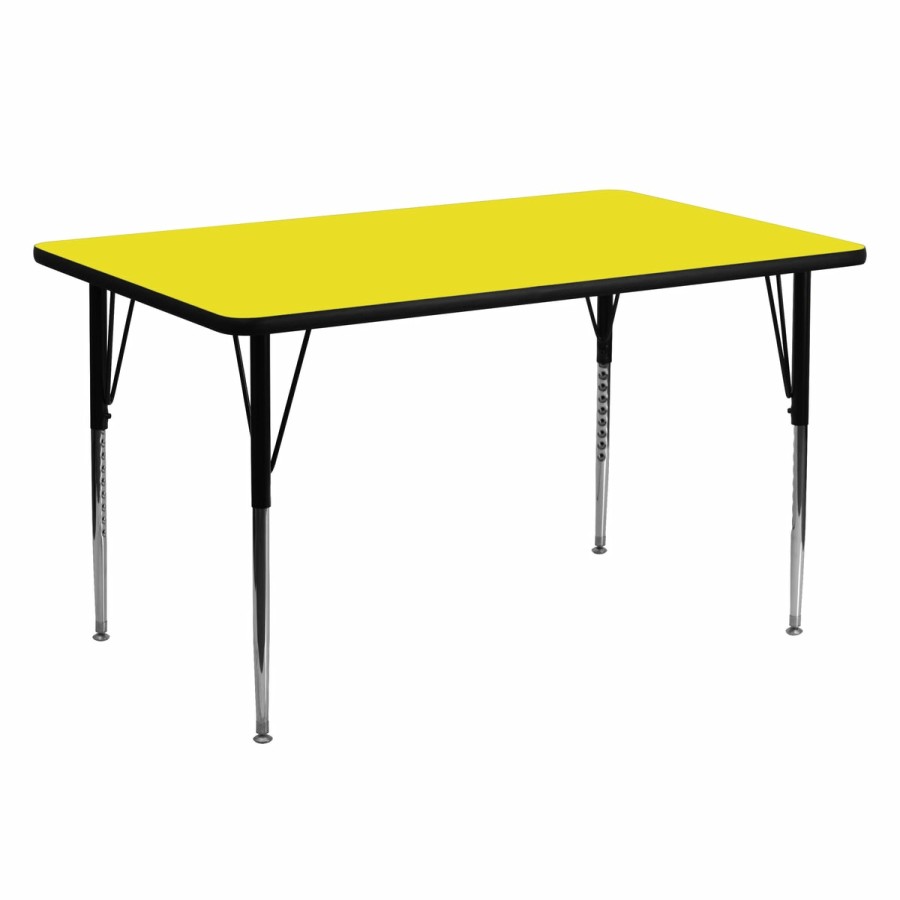 Classroom FLASH Rectangular Tables | 24''W X 60''L Rectangular Hp Laminate Activity Table - Standard Height Adjustable Legs