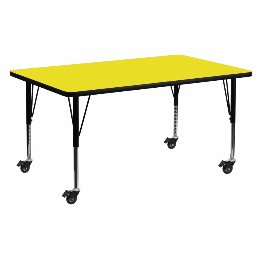 Classroom FLASH Rectangular Tables | Mobile 24''W X 60''L Rectangular Hp Laminate Activity Table - Height Adjustable Short Legs