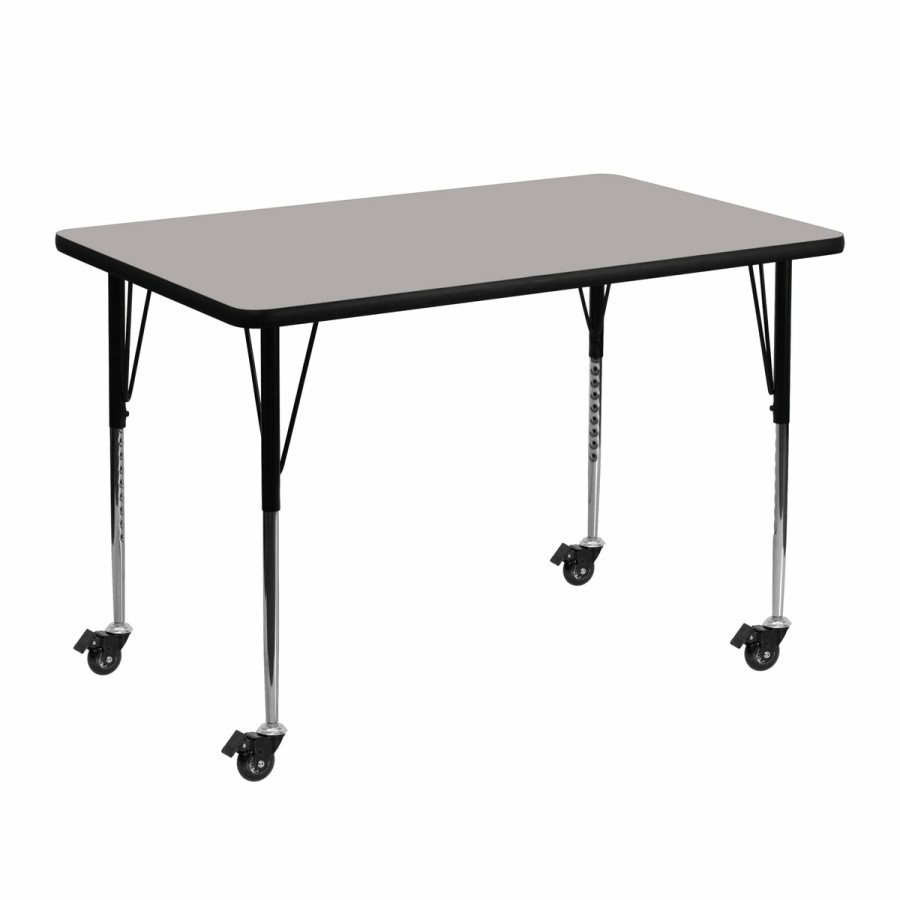 Classroom FLASH Rectangular Tables | Mobile 30''W X 48''L Rectangular Hp Laminate Activity Table - Standard Height Adjustable Legs