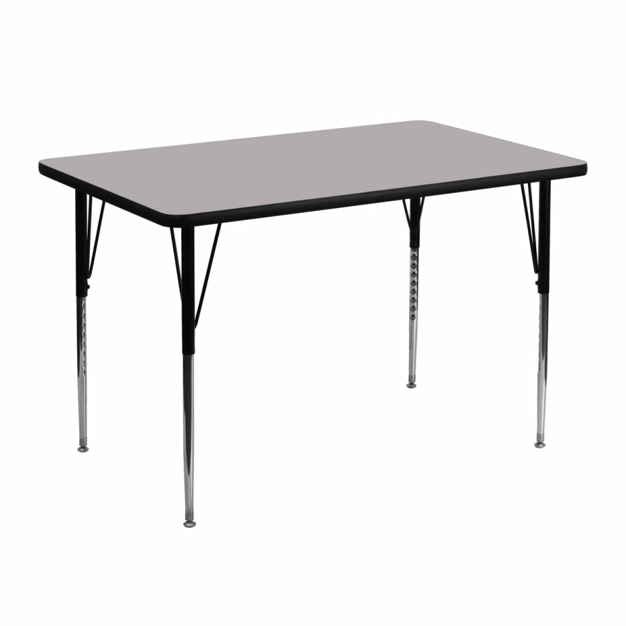 Classroom FLASH Rectangular Tables | 30''W X 48''L Rectangular Thermal Laminate Activity Table - Standard Height Adjustable Legs