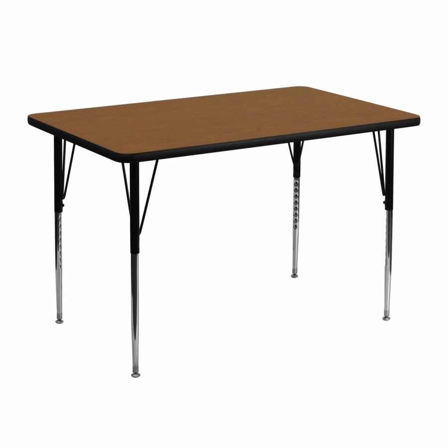 Classroom FLASH Rectangular Tables | 30''W X 48''L Rectangular Hp Laminate Activity Table - Standard Height Adjustable Legs